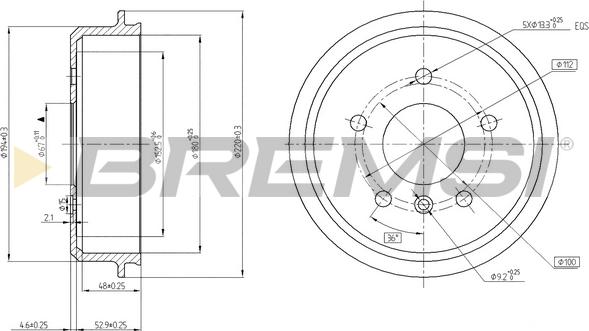 Bremsi CR5433 - Гальмівний барабан autocars.com.ua