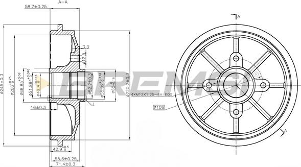 Bremsi CR5637 - Гальмівний барабан autocars.com.ua