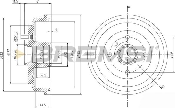 Bremsi CR5644 - Гальмівний барабан autocars.com.ua