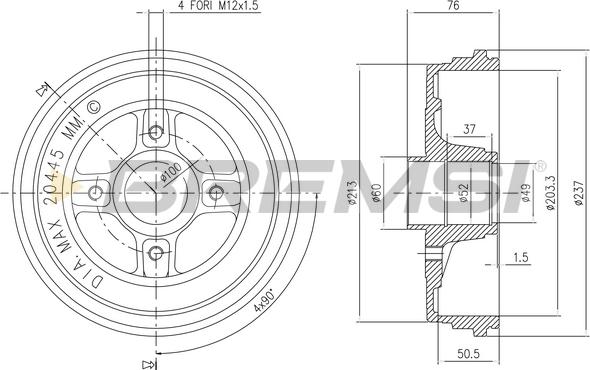 Bremsi CR5652 - Гальмівний барабан autocars.com.ua