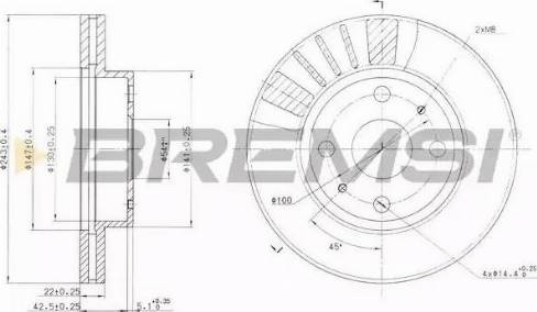 Bremsi DBA405V - Гальмівний диск autocars.com.ua