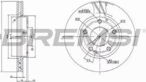 Bremsi DBB035V - Гальмівний диск autocars.com.ua