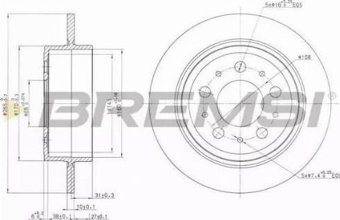 Bremsi DBB060S - Тормозной диск autodnr.net