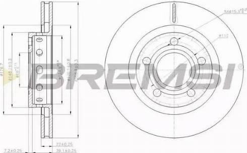 Bremsi DBB896V - Гальмівний диск autocars.com.ua