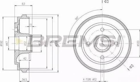 Bremsi DR5602 - Гальмівний барабан autocars.com.ua