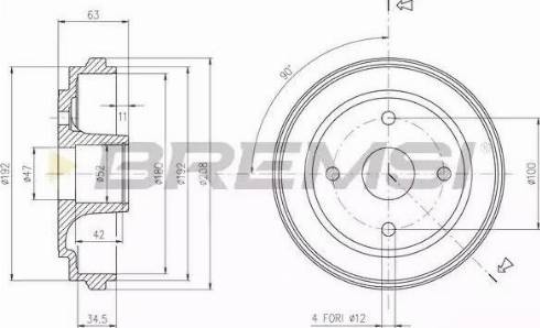 Bremsi DR5603 - Гальмівний барабан autocars.com.ua