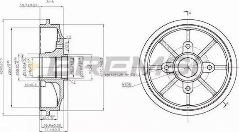 Bremsi DR5637 - Гальмівний барабан autocars.com.ua