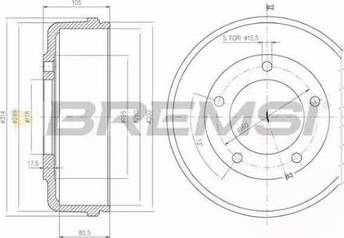 Bremsi DR5646 - Гальмівний барабан autocars.com.ua