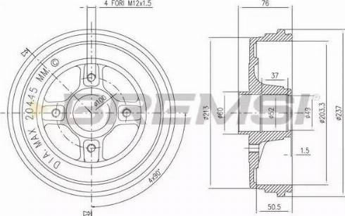 Bremsi DR5652 - Гальмівний барабан autocars.com.ua