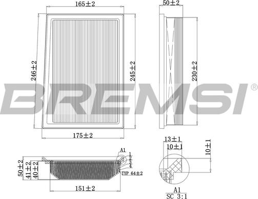 Bremsi FA0117 - Повітряний фільтр autocars.com.ua