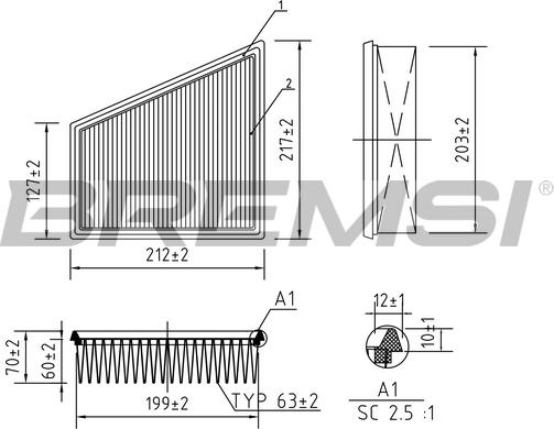 Bremsi FA0120 - Повітряний фільтр autocars.com.ua