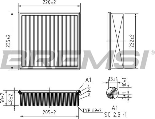 Bremsi FA0123 - Повітряний фільтр autocars.com.ua