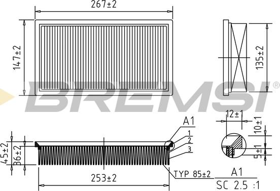 Bremsi FA0127 - Повітряний фільтр autocars.com.ua