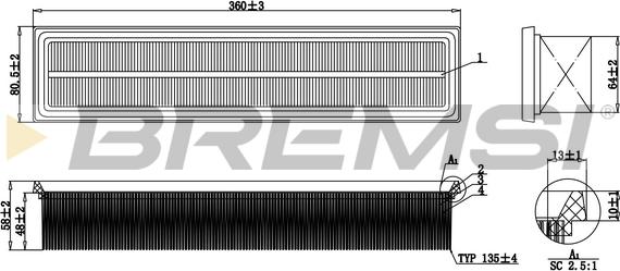 Bremsi FA0132 - Повітряний фільтр autocars.com.ua