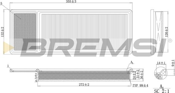 Bremsi FA0202 - Повітряний фільтр autocars.com.ua