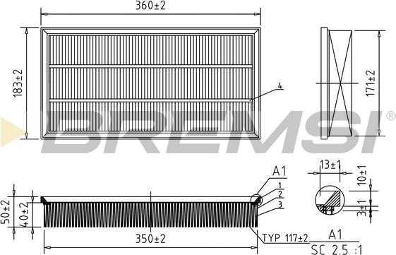 Bremsi FA0203 - Повітряний фільтр autocars.com.ua