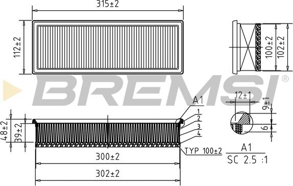 Bremsi FA0210 - Повітряний фільтр autocars.com.ua