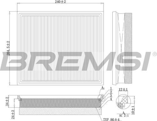 Bremsi FA0213 - Повітряний фільтр autocars.com.ua