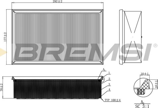 Bremsi FA0214 - Повітряний фільтр autocars.com.ua