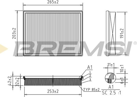 Bremsi FA0400 - Повітряний фільтр autocars.com.ua