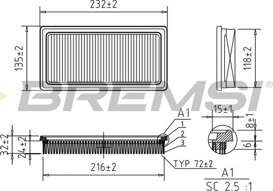 Bremsi FA0530 - Повітряний фільтр autocars.com.ua