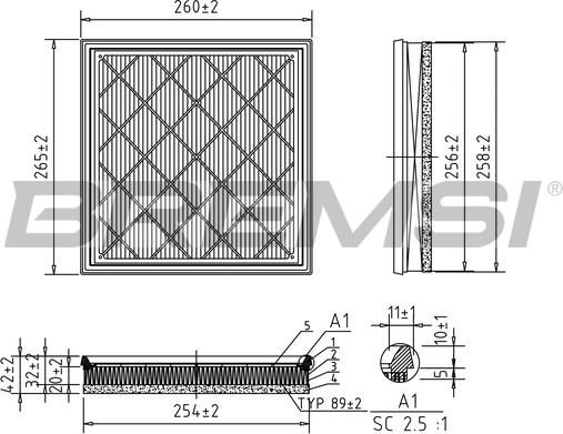 Bremsi FA0539 - Повітряний фільтр autocars.com.ua