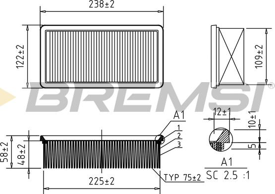 Bremsi FA0540 - Повітряний фільтр autocars.com.ua