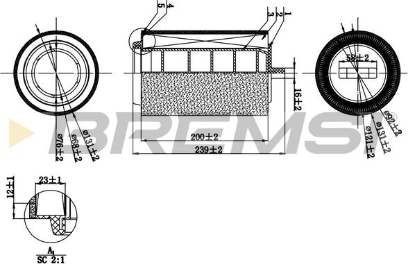 Bremsi FA0543 - Повітряний фільтр autocars.com.ua