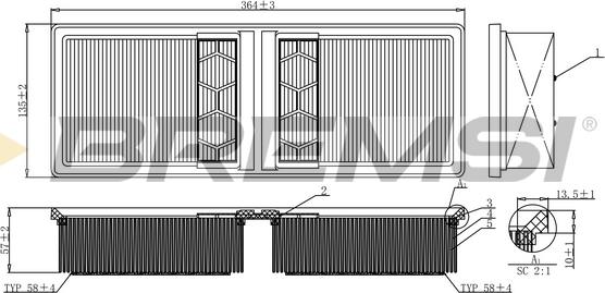 Bremsi FA0554 - Повітряний фільтр autocars.com.ua