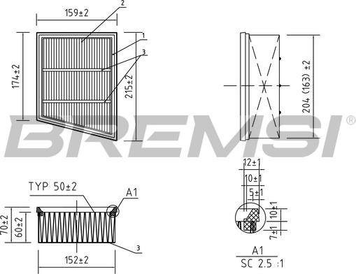 Bremsi FA0556 - Повітряний фільтр autocars.com.ua