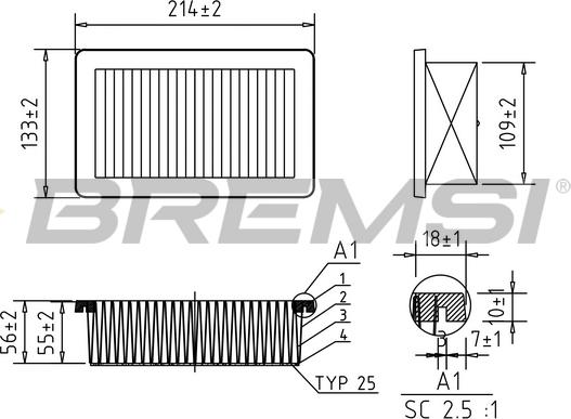 Bremsi FA0558 - Повітряний фільтр autocars.com.ua