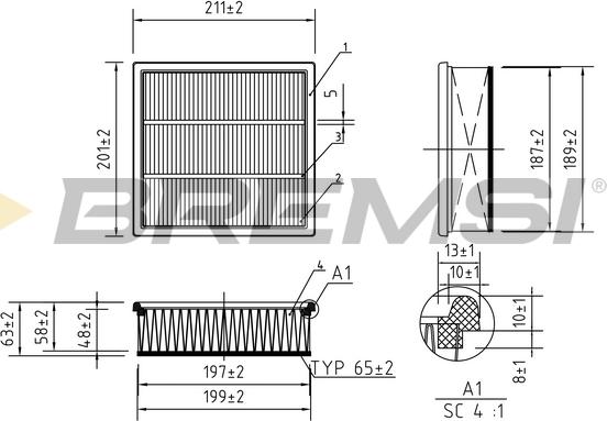 Bremsi FA0563 - Повітряний фільтр autocars.com.ua