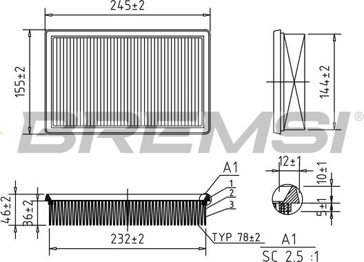 Bremsi FA0565 - Повітряний фільтр autocars.com.ua