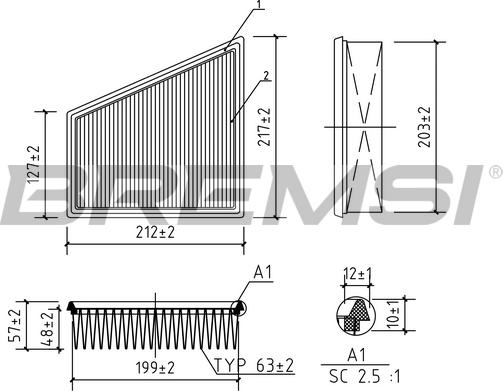 Bremsi FA0567 - Повітряний фільтр autocars.com.ua