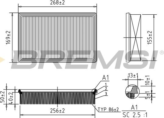 Bremsi FA0569 - Повітряний фільтр autocars.com.ua