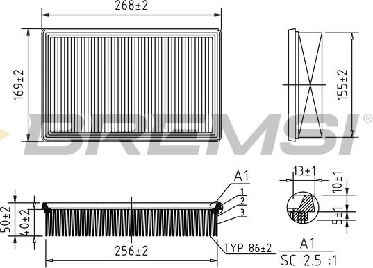 Bremsi FA0570 - Повітряний фільтр autocars.com.ua