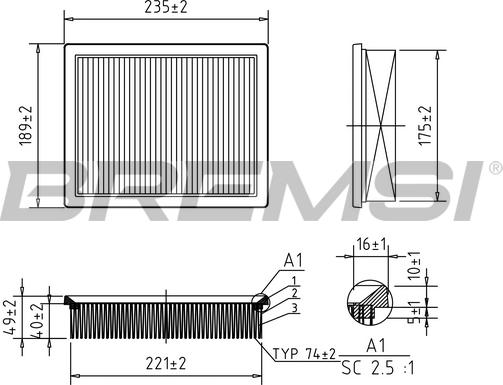 Bremsi FA0571 - Повітряний фільтр autocars.com.ua