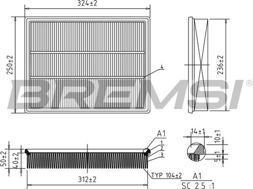 Bremsi FA0579 - Повітряний фільтр autocars.com.ua