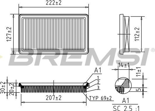 Bremsi FA0587 - Повітряний фільтр autocars.com.ua