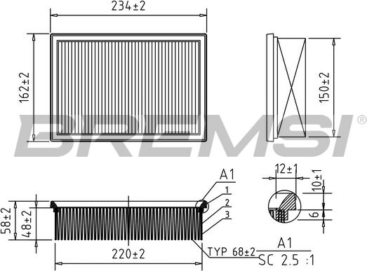 Bremsi FA0597 - Повітряний фільтр autocars.com.ua