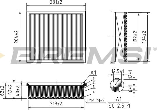 Bremsi FA0598 - Повітряний фільтр autocars.com.ua