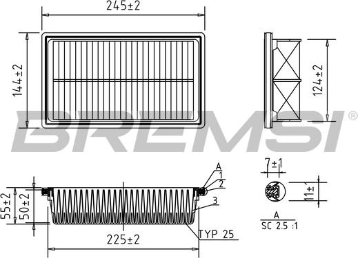 Bremsi FA0601 - Повітряний фільтр autocars.com.ua