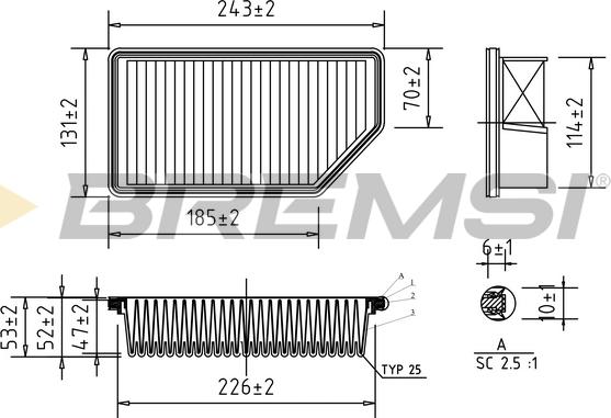 Bremsi FA0604 - Повітряний фільтр autocars.com.ua