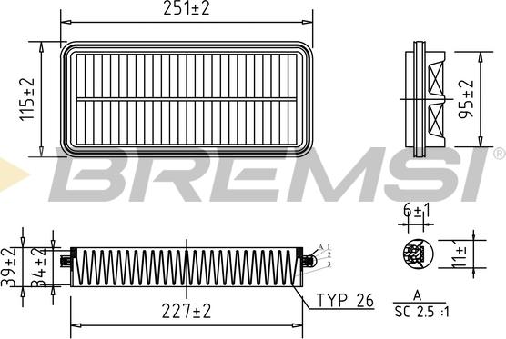 Bremsi FA0609 - Повітряний фільтр autocars.com.ua