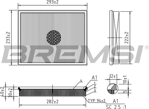 Bremsi FA0616 - Повітряний фільтр autocars.com.ua