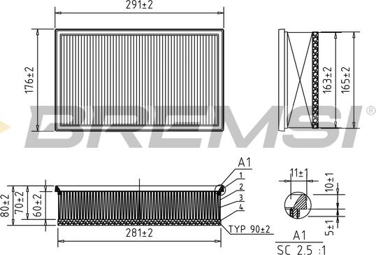 Bremsi FA0620 - Повітряний фільтр autocars.com.ua