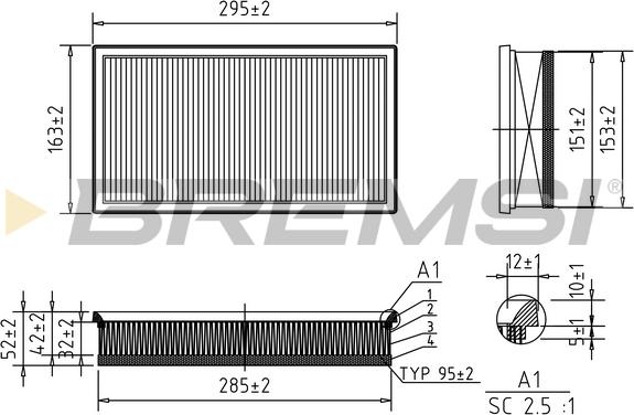 Bremsi FA0650 - Повітряний фільтр autocars.com.ua