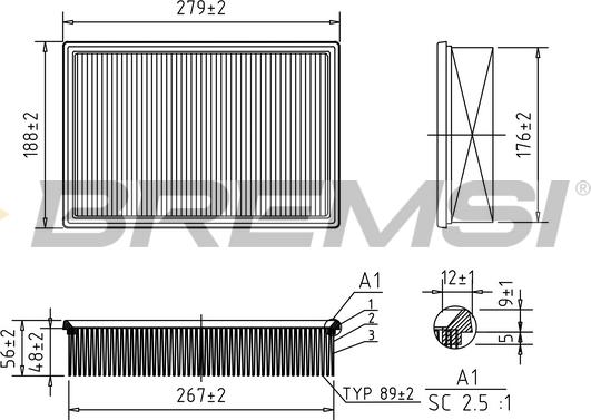 Bremsi FA0651 - Повітряний фільтр autocars.com.ua