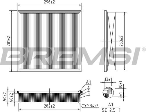 Bremsi FA0654 - Повітряний фільтр autocars.com.ua