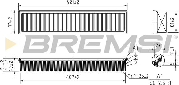 Bremsi FA1020 - Повітряний фільтр autocars.com.ua